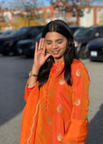 Tangerine Orange Banarasi Silk Suit