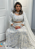 White Lehnga with Sequence Work