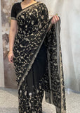 Georgette Black Saree