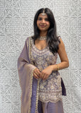 Lavender Embroidered Sharara Suit