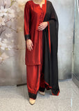 Maroon Black Farshi Suit