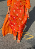 Tangerine Orange Banarasi Silk Suit