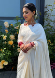 White Pre- Pleated Saree