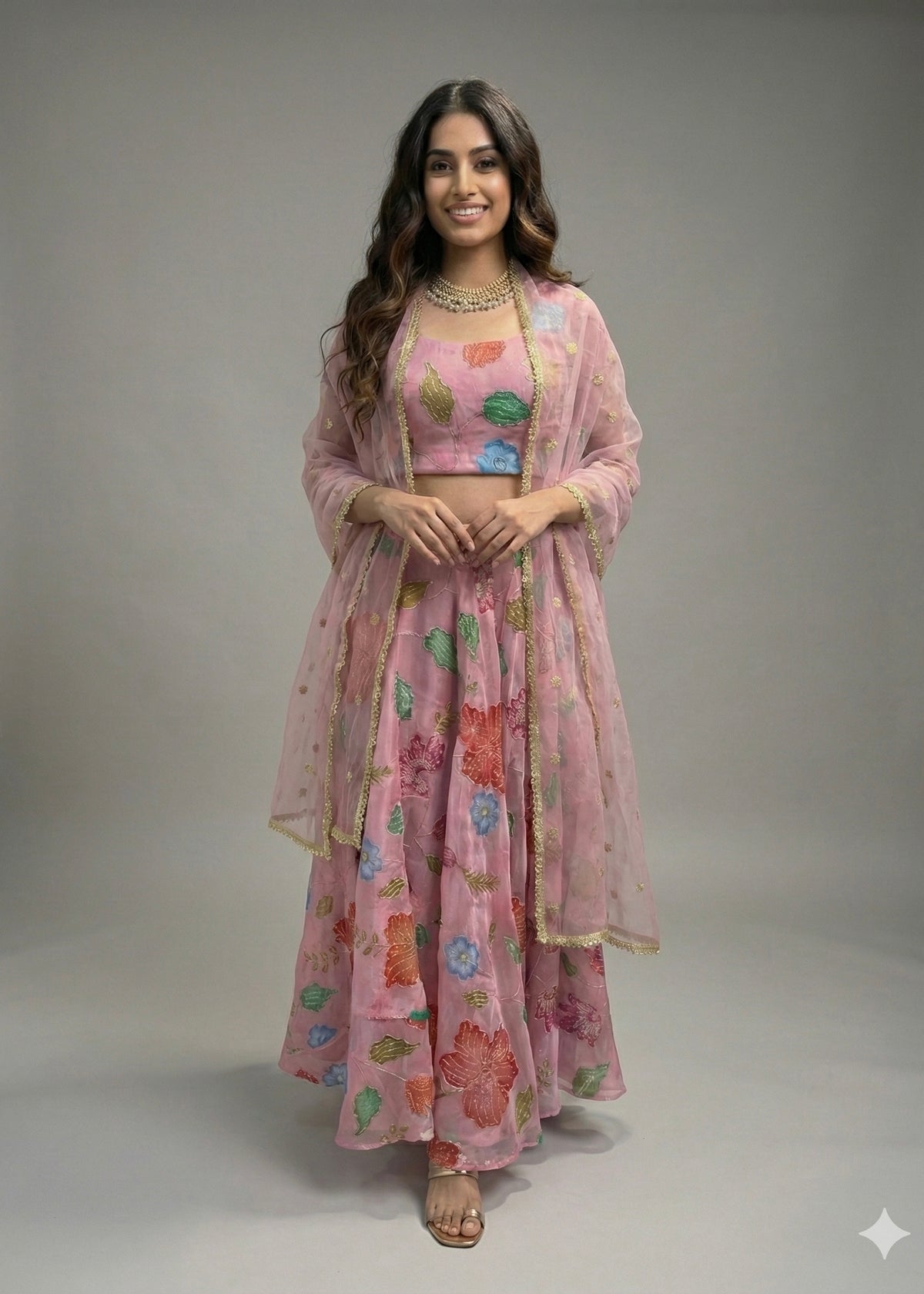 Pink Floral Lehnga