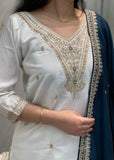 White Blue Kurti Suit