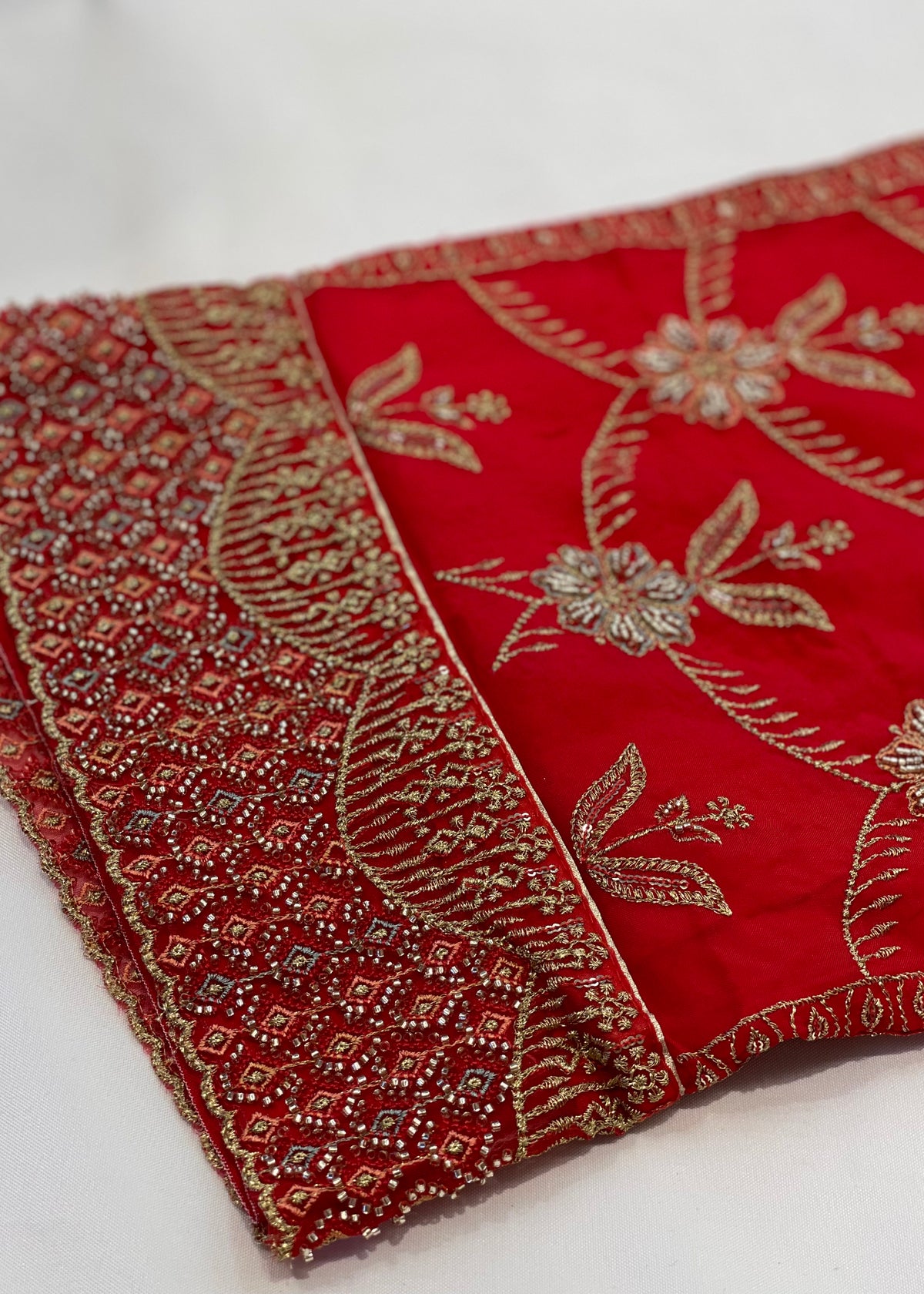 Red Full Embroidered Unstitched