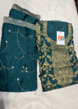 Firoji Blue Banarsi Unstitched suit