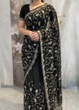 Georgette Black Saree
