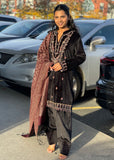 Classic Black Velvet Embroidered Suit Set
