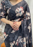 Black Floral Saree