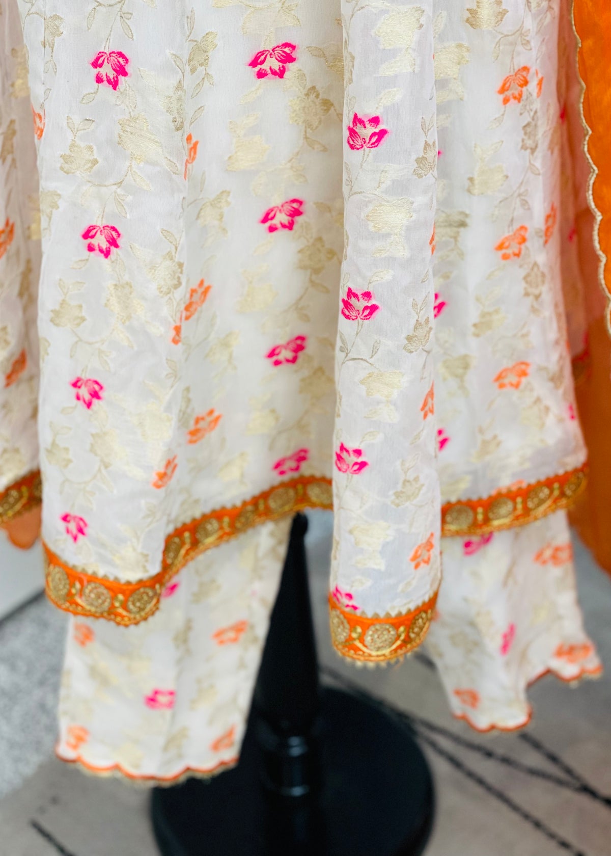 White Anarkali with Trouser