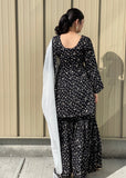 Black Crepe Sharara Suit