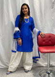 White Blue Farshi Salwar Suit