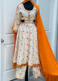 White Anarkali with Trouser