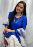 White Blue Farshi Salwar Suit