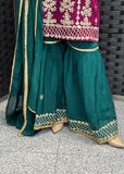 Wine Green Sharara Suit