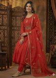 Red Chanderi Silk Trouser