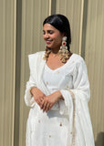 White Plazzo Suit
