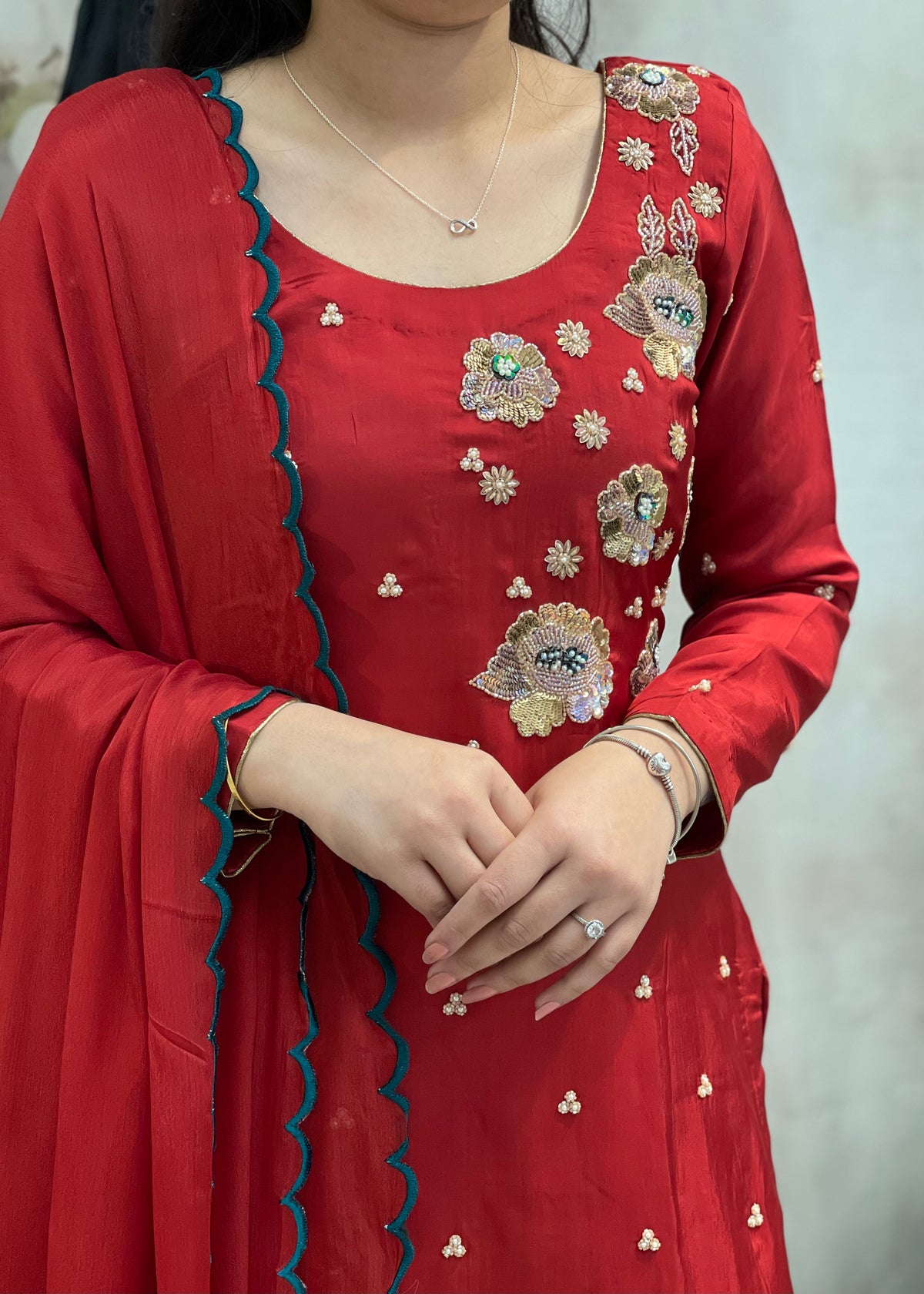 Maroon Silk Trouser  suit