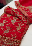 Red Full Embroidered Unstitched