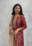 Printed Chanderi Trouser Suit
