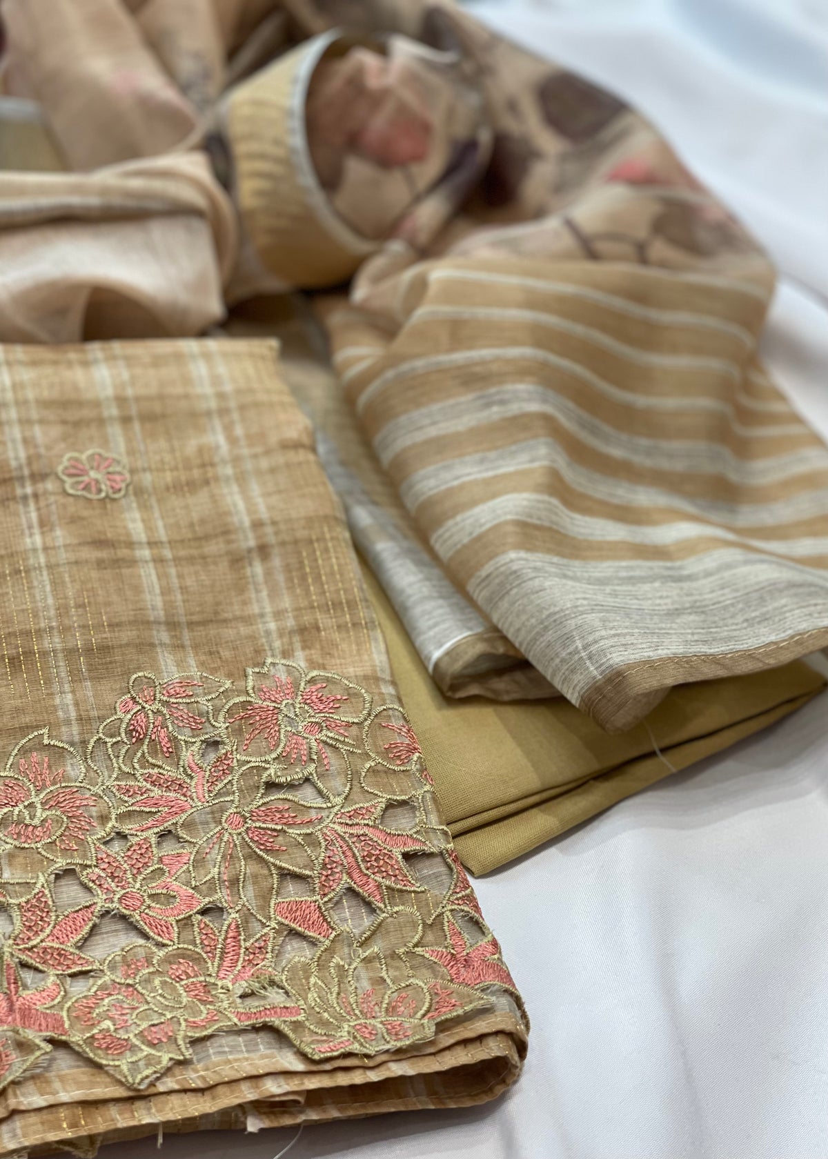 Gold Chanderi Unstitched suit