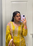 Yellow Bandhani plazzo Suit