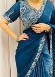 Shimmer Blue Saree