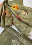 Green Floral Dupatta Suit