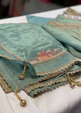 Green Shimmer Unstitched Suit