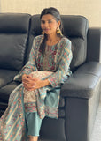 Dusty Blue Printed Suit Set