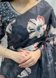 Black Floral Saree