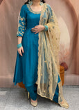 Teal Blue Anarkali Suit