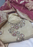 Blush-Golden Unstitched Suit