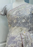 Grey Embroidered Saree