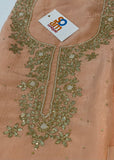 Peach Neck work Unstitched Suit