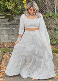 White Lehnga with Sequence Work