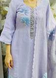 Purple-Flower embroidery Trouser Suit