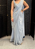 Grey Blue Saree