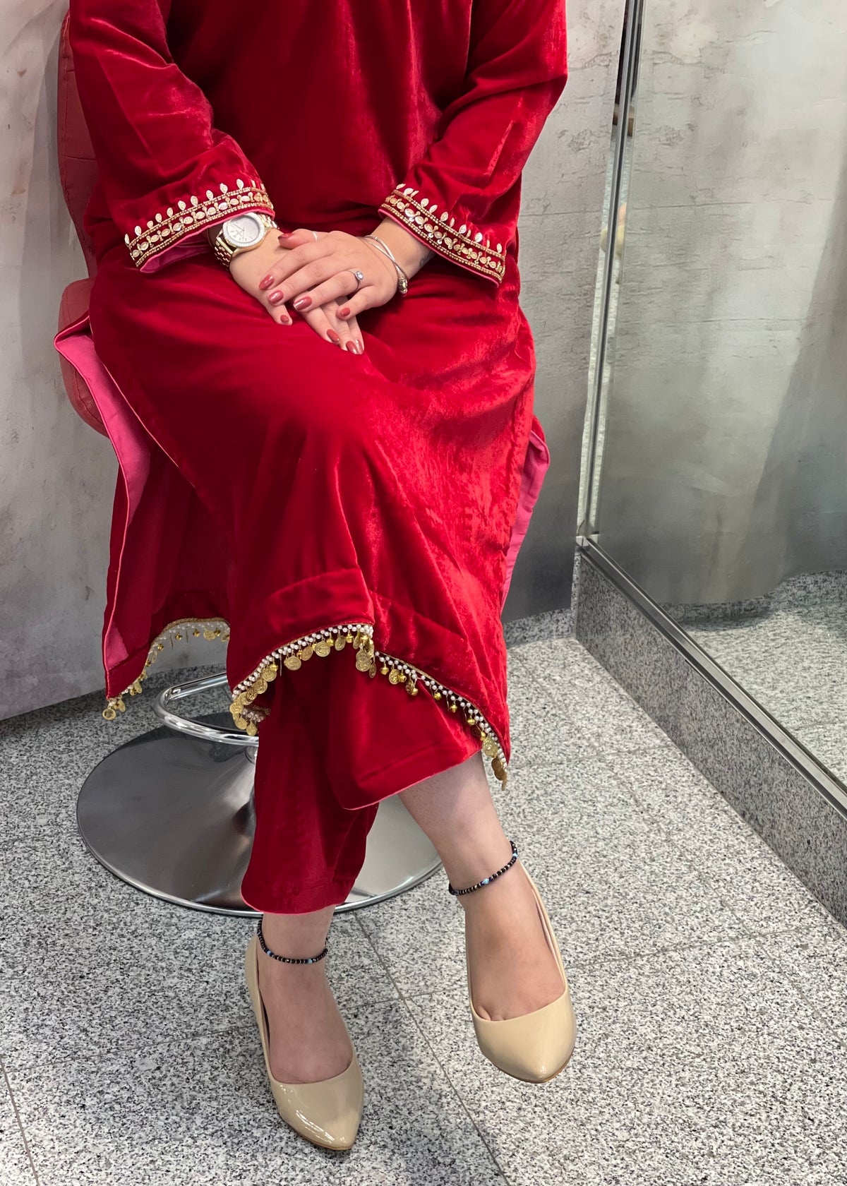 Red Velvet Trouser Suit