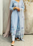Blue Flower Embroidery Suit