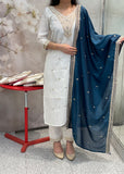 White Blue Kurti Suit
