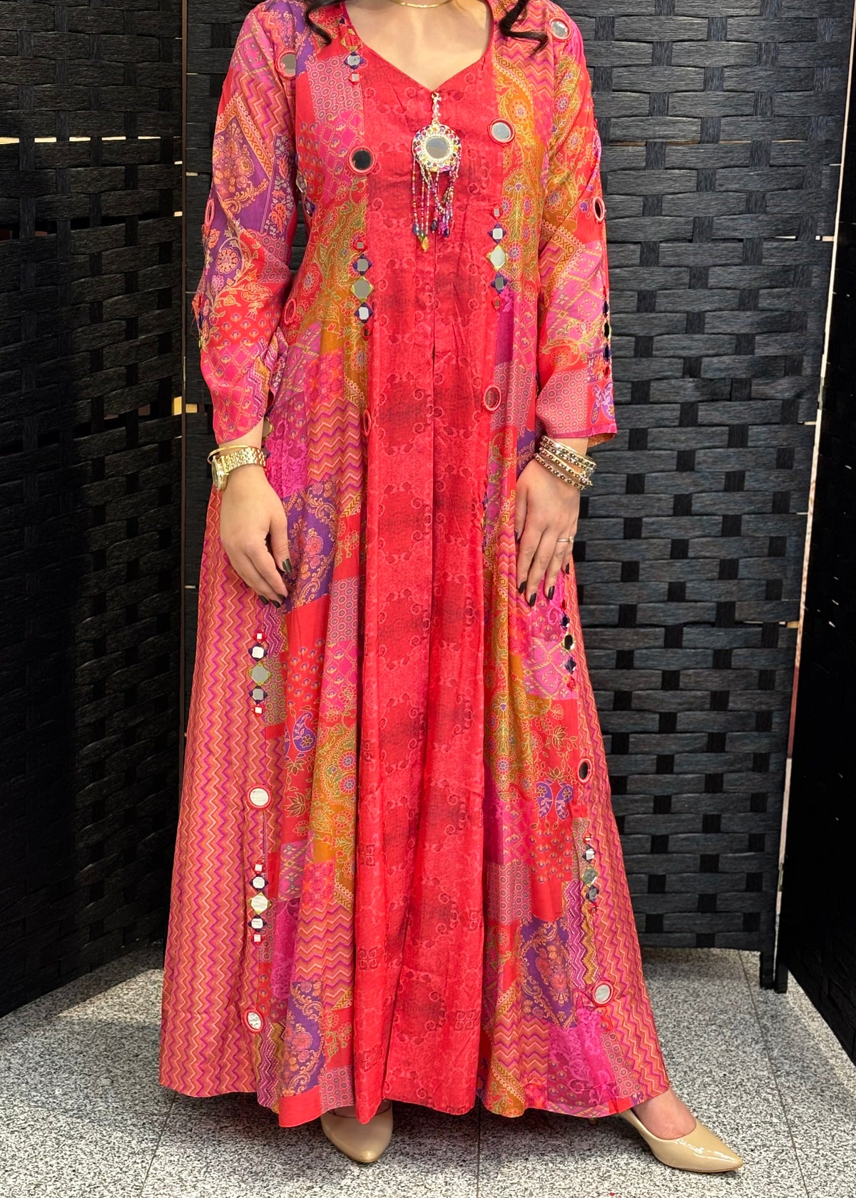 Red Anarkali with trouser