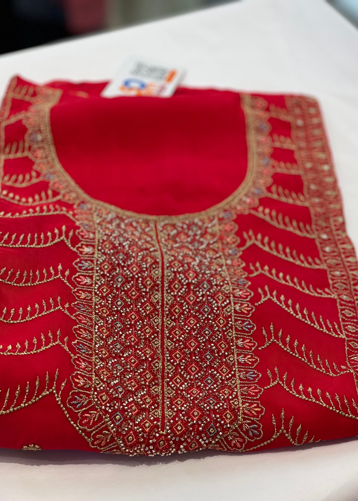 Red Full Embroidered Unstitched