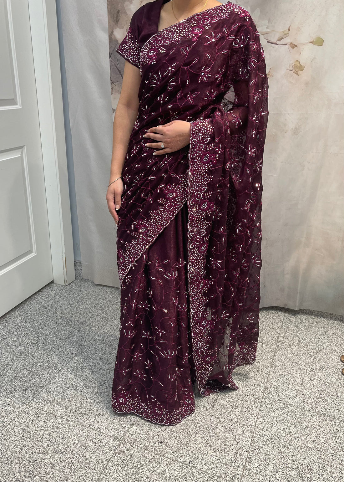 Plum Saree
