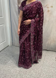 Plum Saree