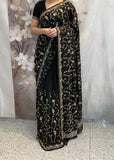 Georgette Black Saree