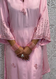 Crepe Baby Pink Farshi Salwar Suit