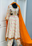 White Anarkali with Trouser