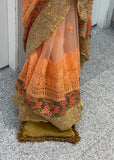 Net-Orange Saree